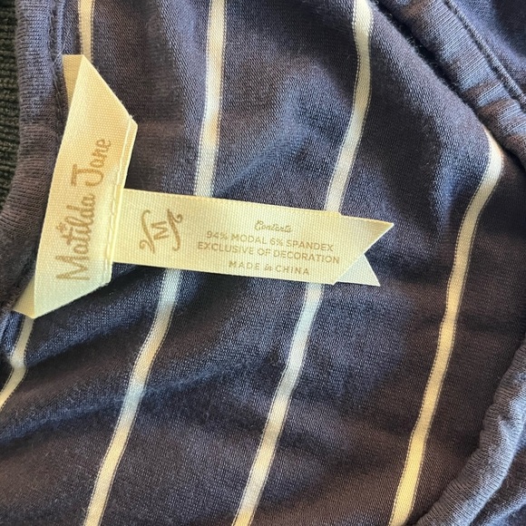 Matilda Jane Wonderment Amazing Day peplum Top Size M muted navy w/ white stripe - Picture 6 of 7